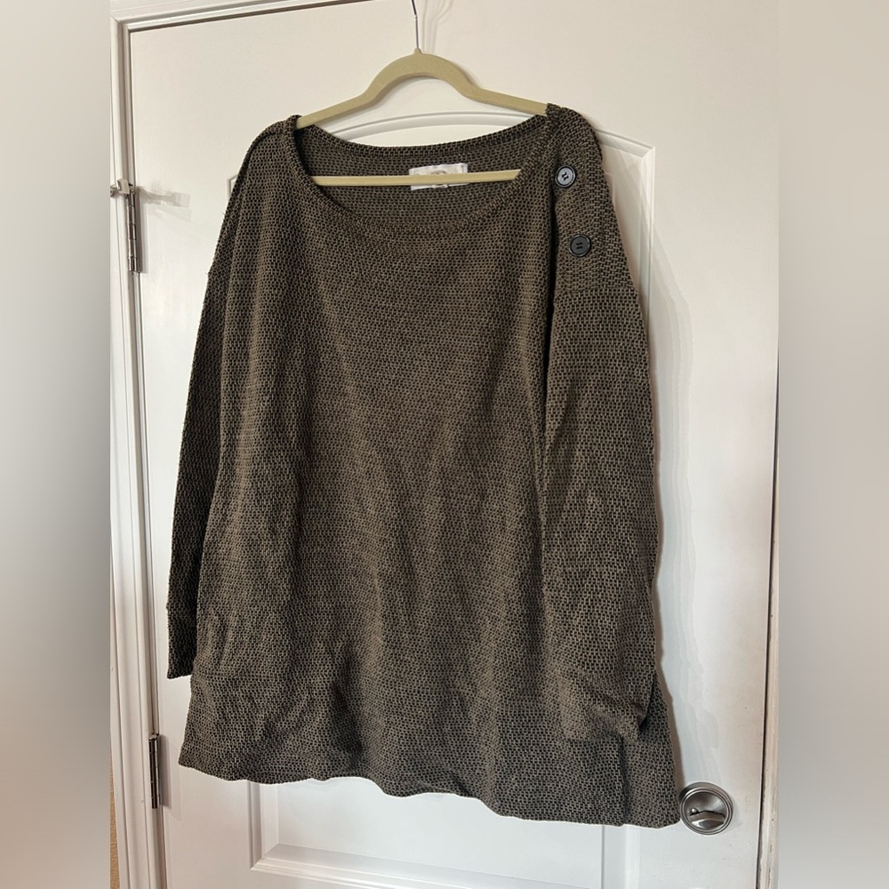 397.French Laundry Brown Knit Sweater with Button Detail 3X